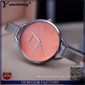 YXL-799 moda diseño esfera grande blanca plata fina aleación analógico Slim banda cuarzo mujer damas Vestido reloj de pulsera de brazalete